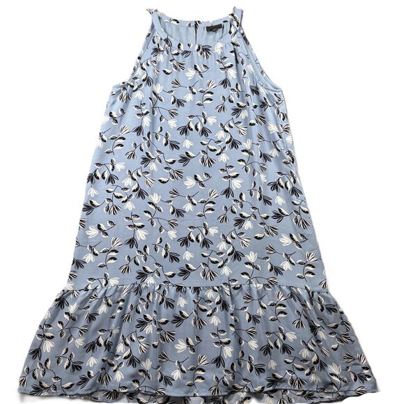 J. Jill Wearever Collection Breeze Flounce Hem Midi Dress Floral Blue Sz MP F142 - Picture 1 of 10